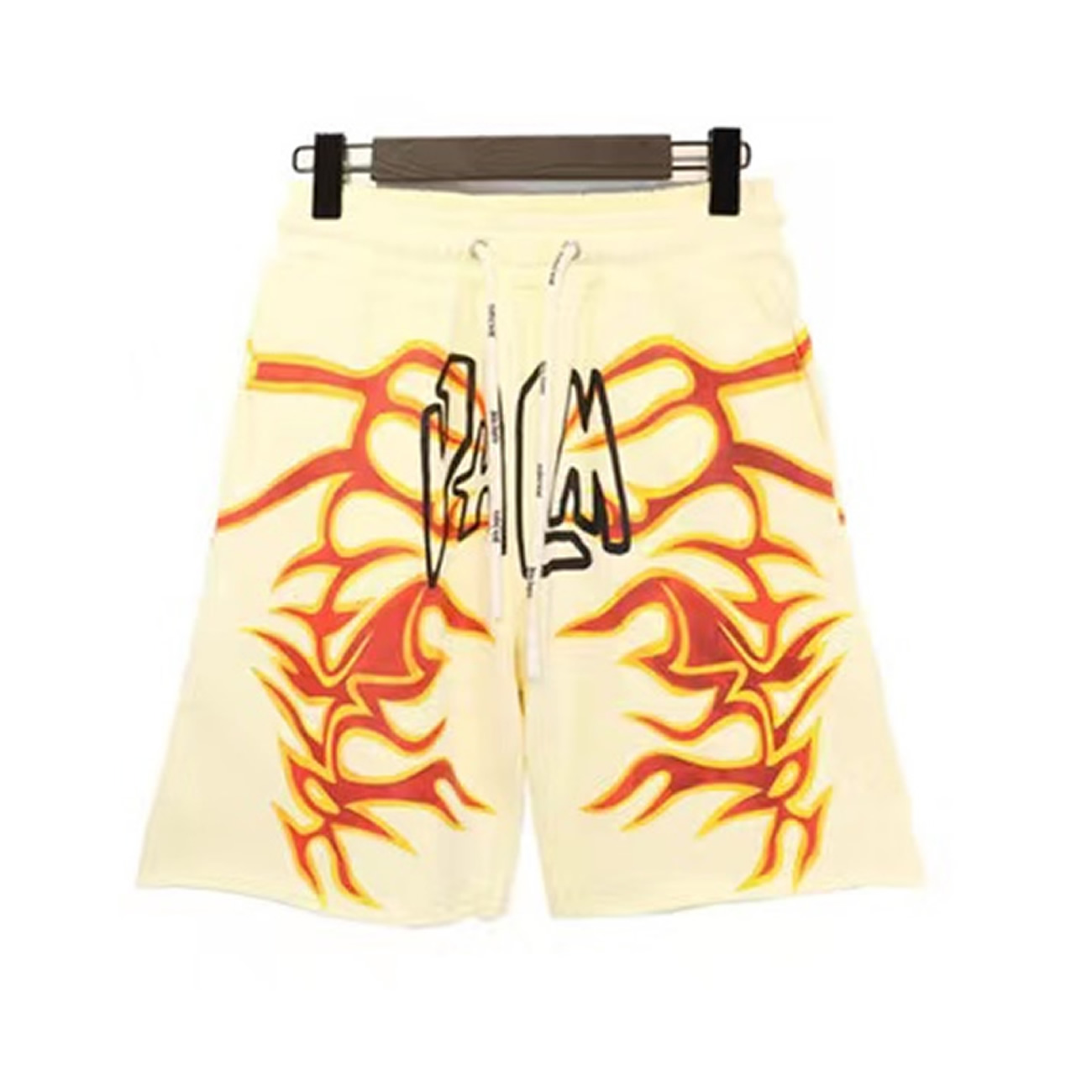 Palm Angels Graffiti Flame T Shirt Shorts Black White (26) - newkick.vip